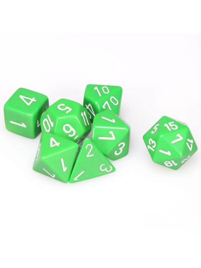 Σετ Ζάρια - 7 Dice Set Opaque Polyhedral Green with White