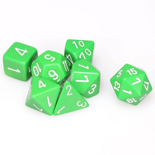 Σετ Ζάρια - 7 Dice Set Opaque Polyhedral Green with White