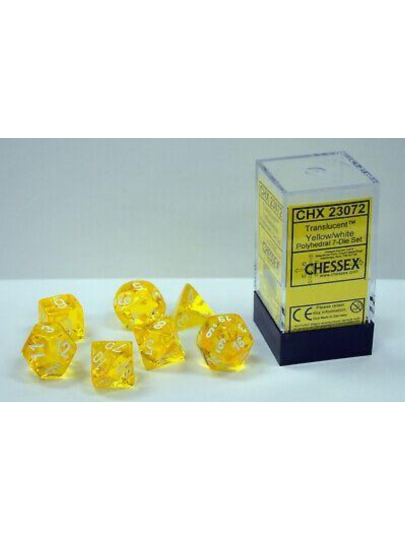 Σετ Ζάρια - 7 Dice Set Translucent Polyhedral Yellow with White