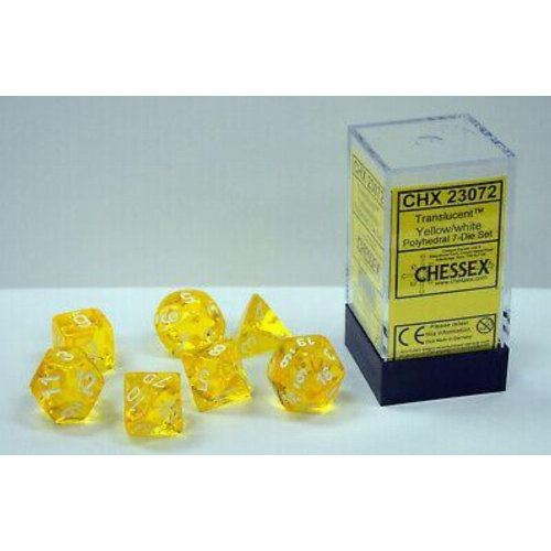 Σετ Ζάρια - 7 Dice Set Translucent Polyhedral Yellow with White