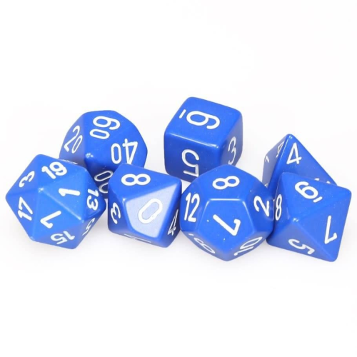 Σετ Ζάρια - 7 Dice Set Opaque Polyhedral Blue with White