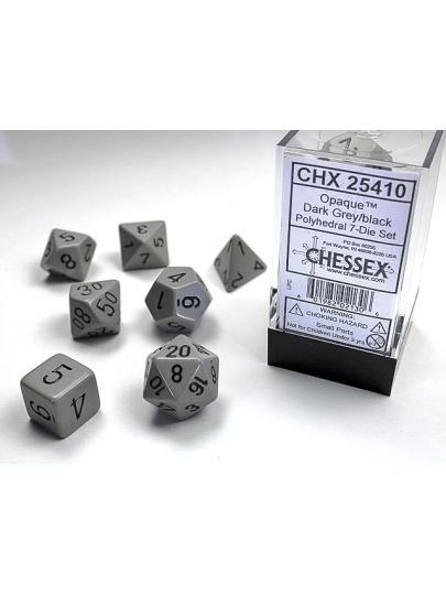 Σετ Ζάρια - 7 Dice Set Opaque Polyhedral Dark Grey with Black
