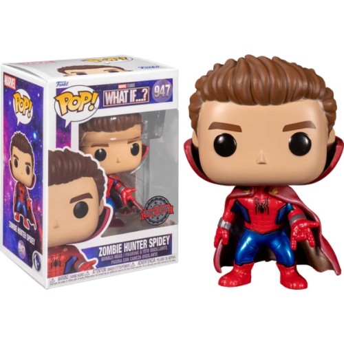 Funko POP! Marvel: What If - Zombie Hunter Spidey Unmasked (Metallic) #947 Bobble-Head (Exclusive)