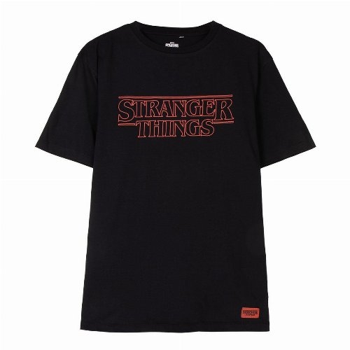 Stranger Things - Red Logo Black T-Shirt (XL)