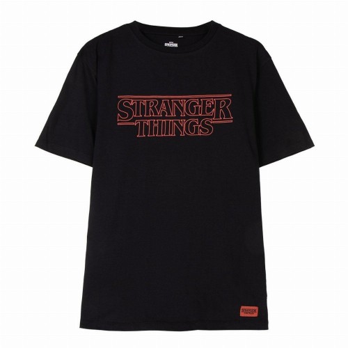 Stranger Things - Red Logo Black T-Shirt (L)